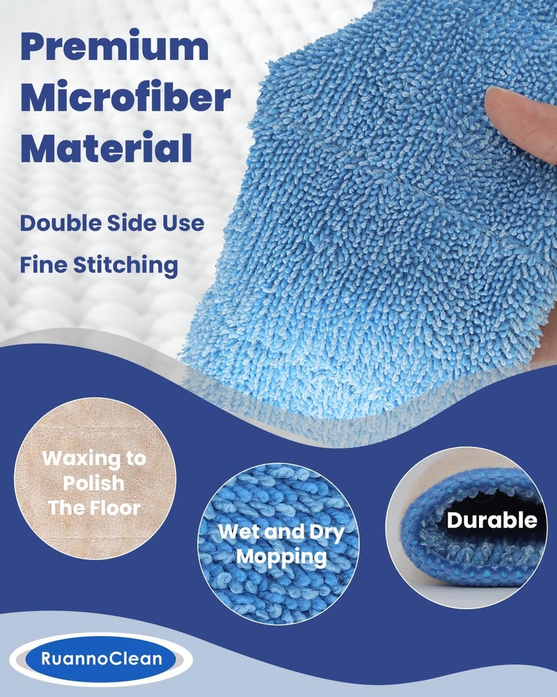 RuannoClean Microfiber Cleaning Cloth Compatible with MR.SIGA Professional Microfiber Mop, Reusable Microfiber Mop Pads Replacement for 15 Inch Cleaning Mop -Double Side Use (3 Pack) - Image 4